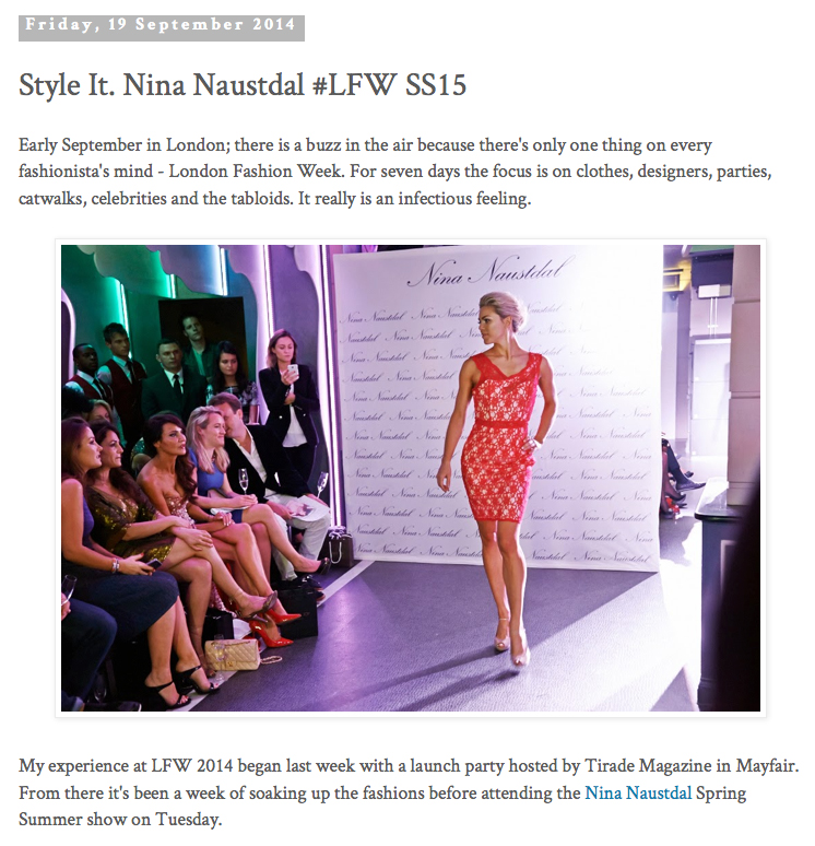 Modeling for Nina Naustdal Couture, London Fashion Week 2014